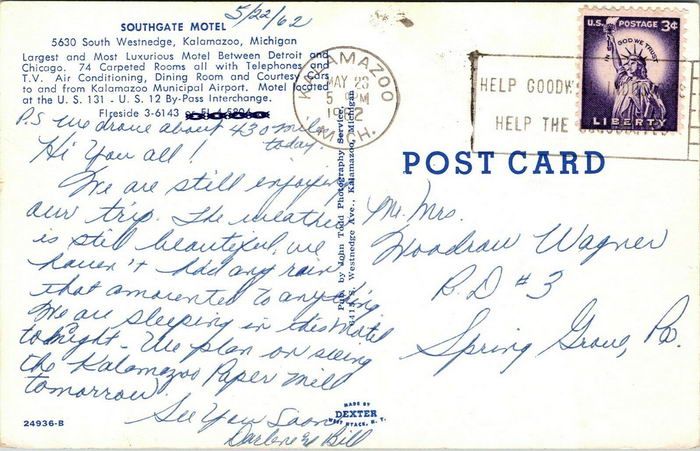 Southgate Motel - Old Postcard Photo